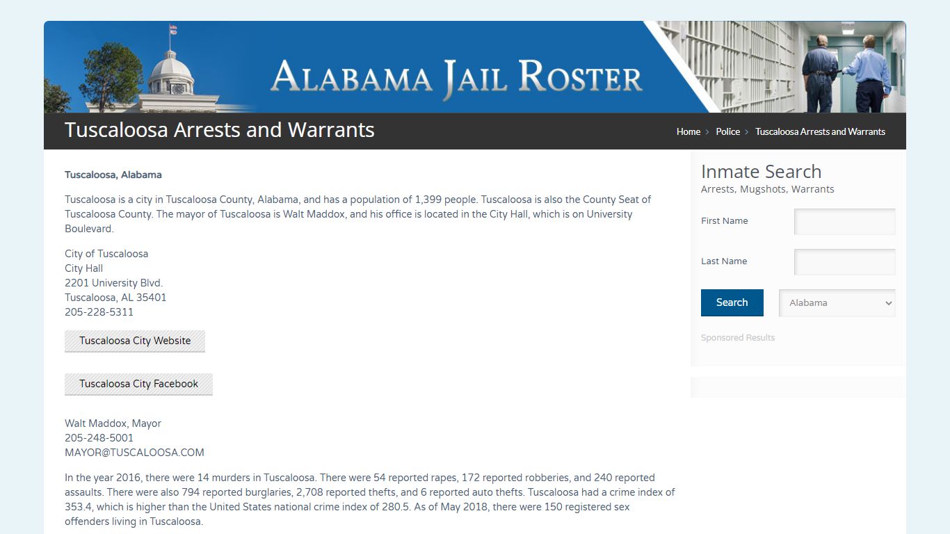Tuscaloosa Arrests and Warrants | Alabama Jail Inmate Search